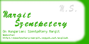 margit szentpetery business card